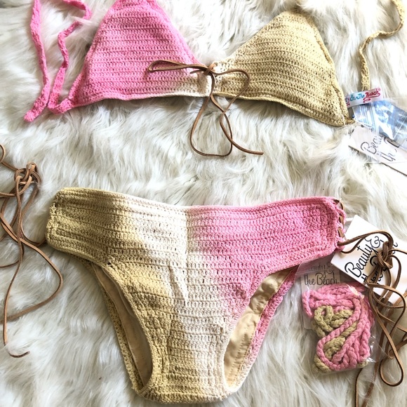 New! Beauty & The Beach • Boho Crochet Bikini - Picture 2 of 6